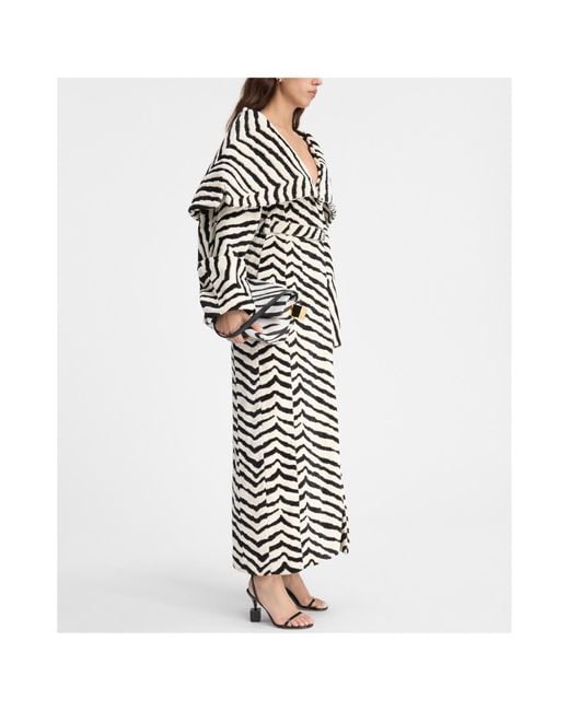 Jacquemus White Caruso Zebra Long Belted Coat