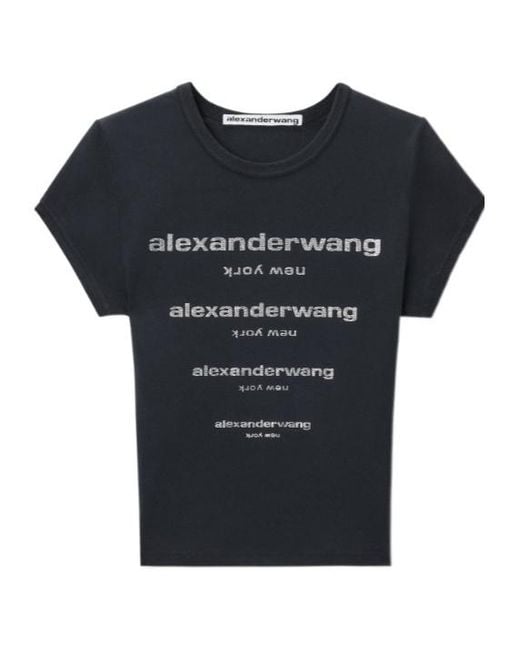 Alexander Wang Black Logo Embellished Crewneck T-Shirt