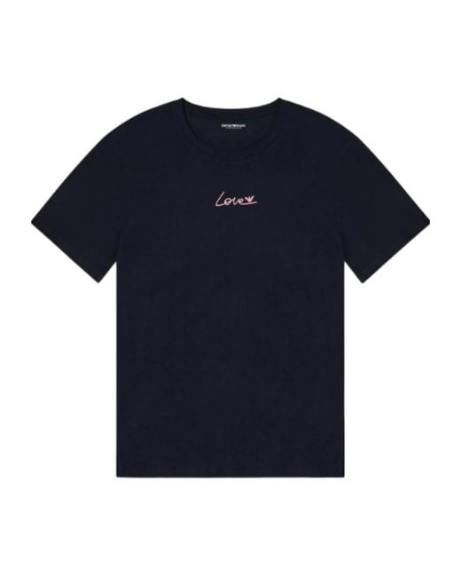 Emporio Armani Blue Crew Neck Short-Sleeved T-Shirt for men