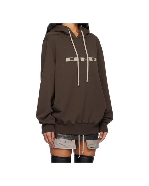 Rick Owens Brown Concordians Oversized Hooded Sweatshirt