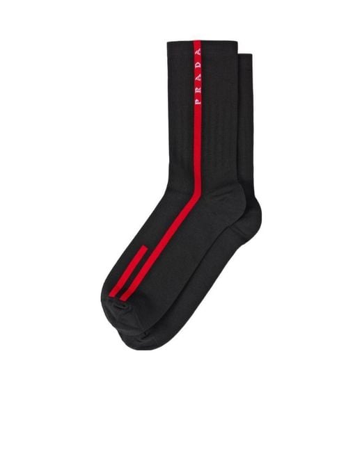 Prada Black Technical Yarn Ankle Socks for men