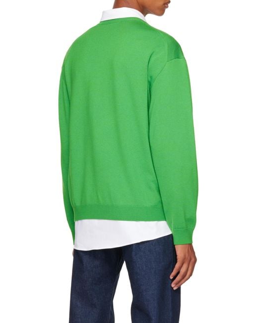 KENZO Green Logo Embroidered Crewneck Sweater for men