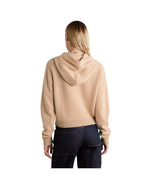 The Elder Statesman Natural Cashmere Cropped Hoodie
