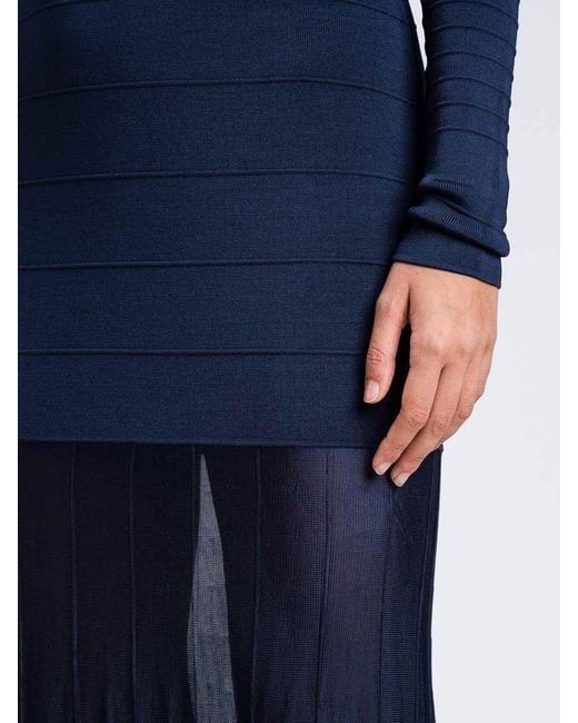 Twinset Blue Knitted Pleated Dress