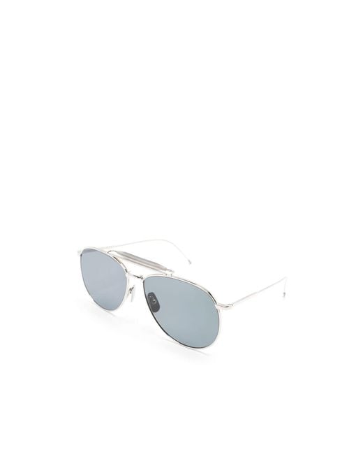 Thom Browne White Eyewear Pilot-Frame Sunglasses for men