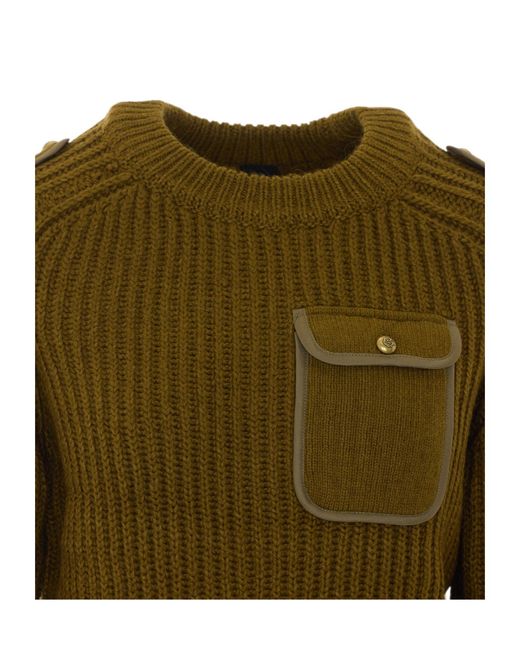 Pinko Green Chest Pocket Ribbed Sweater