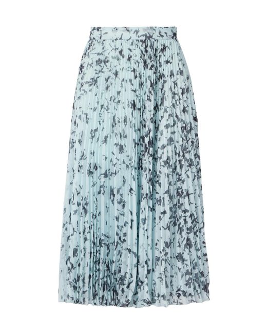 Proenza Schouler Blue Cecily Pleated Printed Midi Skirt