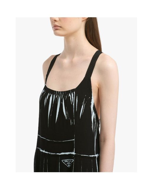 Prada Black U-Neck Sleeveless Sablé Dress