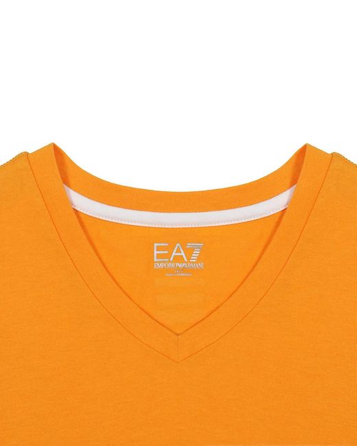 EA7 Orange Logo T-Shirt With Round Neck for men