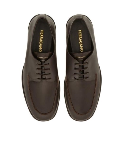 Ferragamo Brown Ferragamo Logo Printed Lace-Up Shoese for men