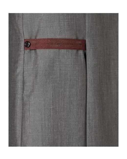Fendi Gray Straight-Cut Midi Skirt