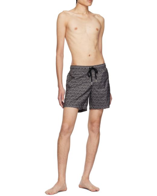 Moncler Gray Monogram Printed Swimming Shorts for men