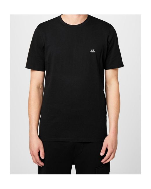 C P Company Black Logo Crew Neck T-Shirt for men