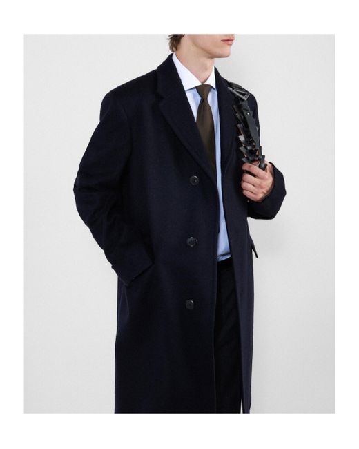 Prada Blue Single-Breasted Straight Hem Coat for men