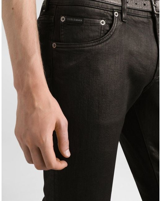 Dolce & Gabbana Black Logo Patch Straight-Leg Jeans for men