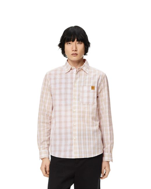 Loewe White Patchwork Check Shirt for men