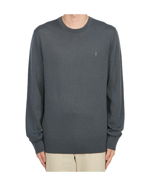 AllSaints Gray Crew Neck Sweater for men