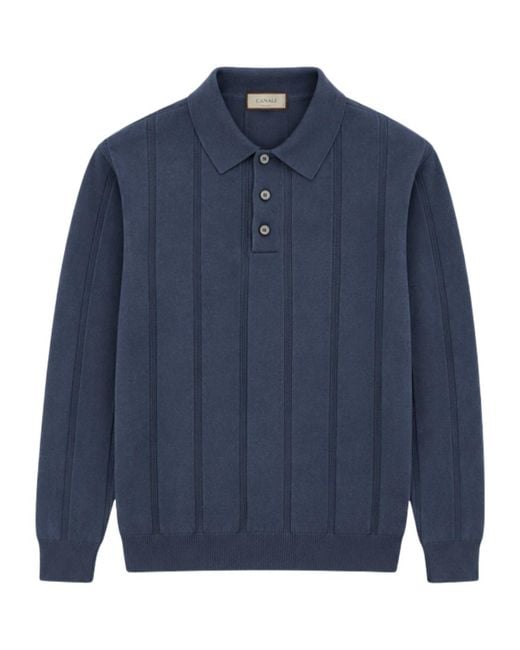 Canali Blue Long-Sleeved Sweater for men
