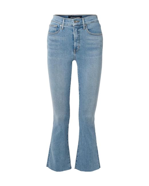 Veronica Beard Blue High-Waisted Flared Cropped Jeans