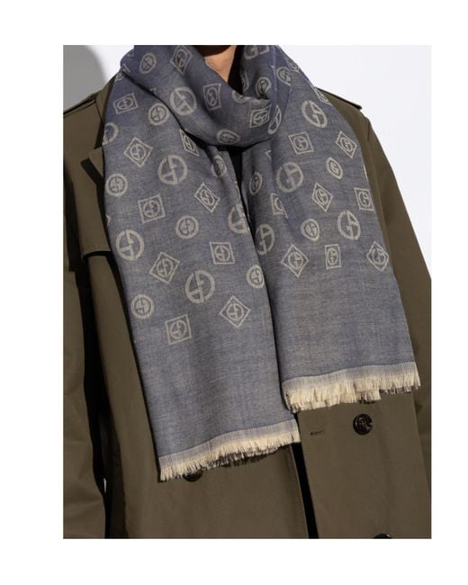 Giorgio Armani Gray Signature Logo Design Scarf for men