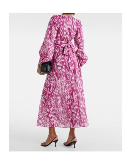 Eres Pink Tornado Balloon-Sleeve Maxi Dress