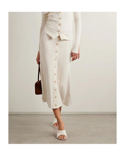 Zimmermann White Rebellion Elastic Waistband Midi Skirt