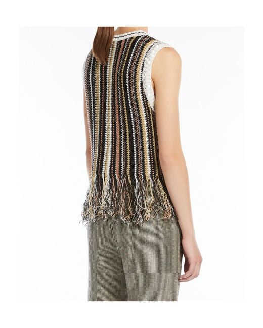 Weekend by Maxmara Multicolor Linen Top With Fringes