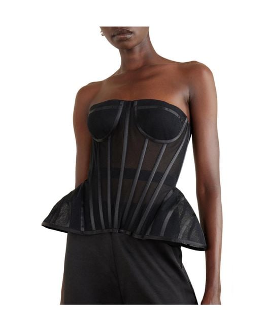 Carolina Herrera Black Strapless Tulle Bustier Top