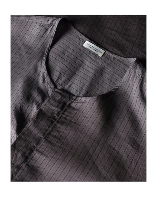 Roberto Collina Purple Pinstripe-Pattern Puff-Sleeve Cotton Blouse