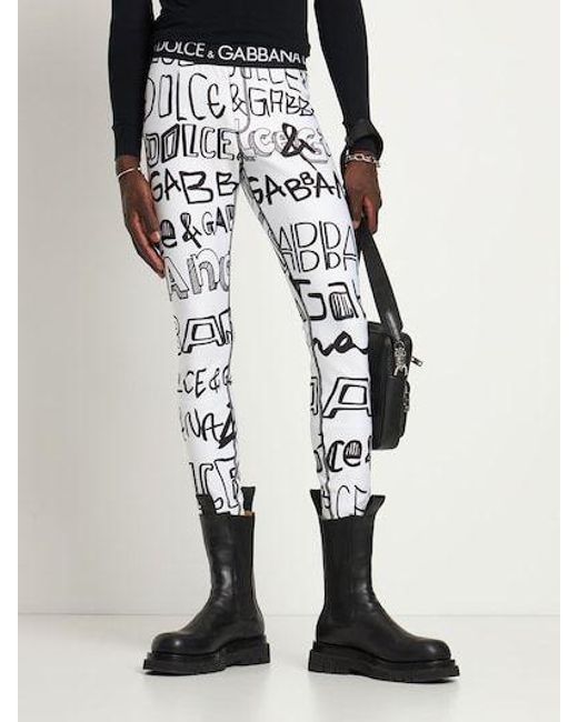 Dolce & Gabbana Gray Logo Printed Leggings for men