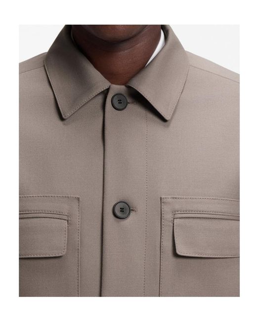 Boss Brown Flap-Pocket Button-Up Jacket for men