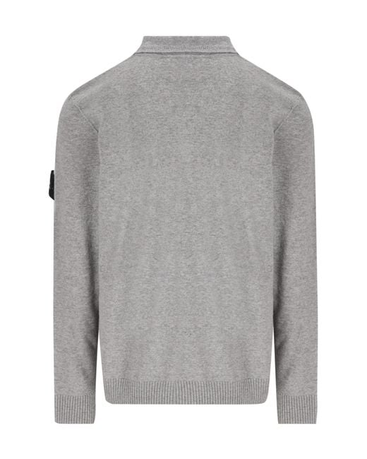 Stone Island Gray Long-Sleeved Sweater for men