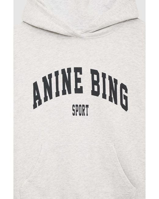 Anine Bing White Harvey Distressed Logo Printed Hoodie