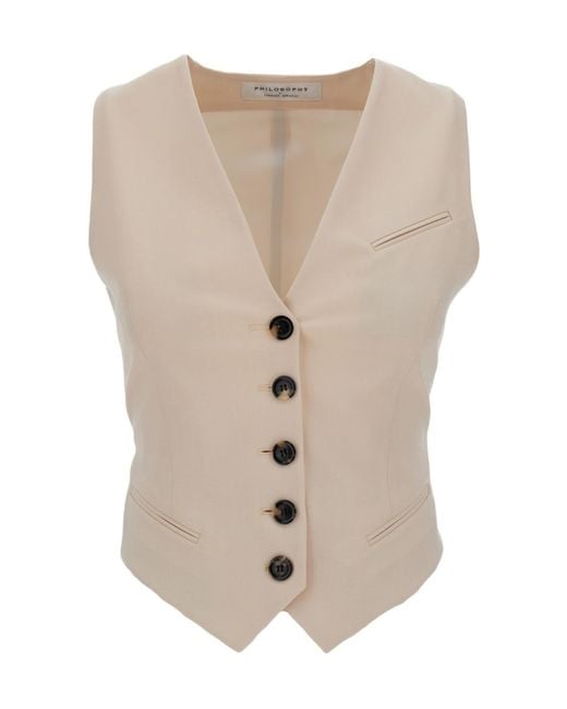 Philosophy Di Lorenzo Serafini Natural V-Neck Strap-Detail Waistcoat