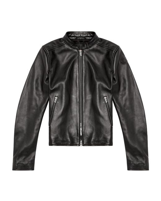 DIESEL Black L-Ayla Zipped Leather Biker Jacket