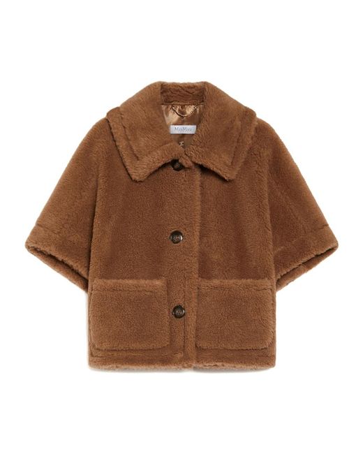 Max Mara Brown Teddy Fabric Short Cape