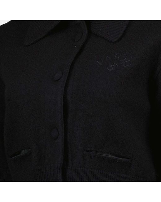 Patou Black Buttoned-Up Wool Cardigan