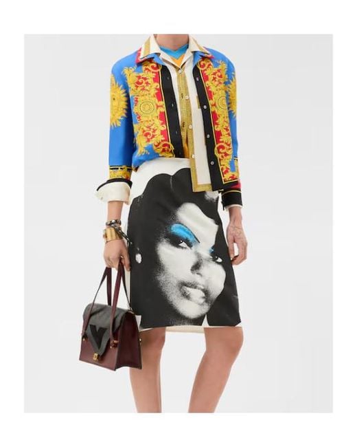 Versace Black Pattern-Printed Pencil Skirt