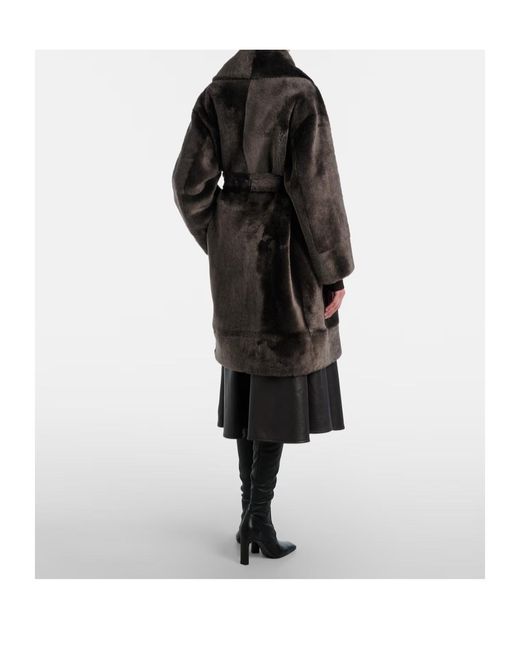 Nour Hammour Black Juno Shearling Wrap Coat
