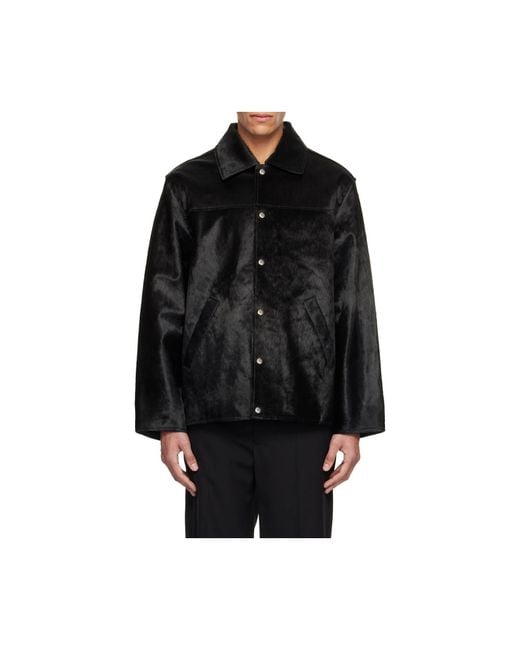 sunflower Black Wide-Collar Ponyskin Jacket for men