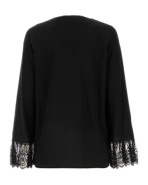 Chloé Black Crepe-De-Chine Collarless Blouse