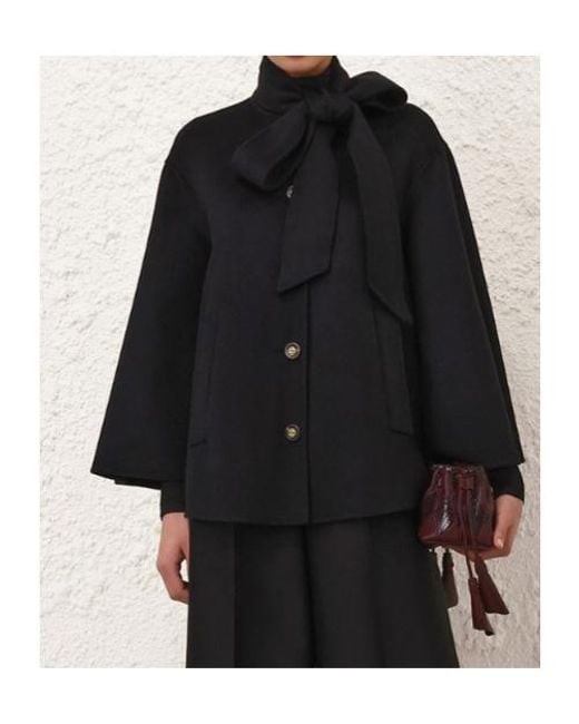 Zimmermann Black Valiant Pussybow Coat