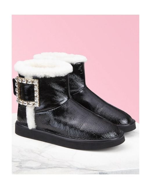 Roger Vivier Black Rhinestone Button Boots