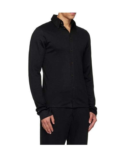 Rier Black Polar Wool Shirt for men