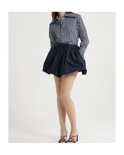 Patou Blue Striped Button-Up Blouse