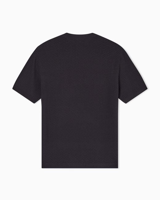 Emporio Armani Black Jacquard Crewneck Knitted T-Shirt for men