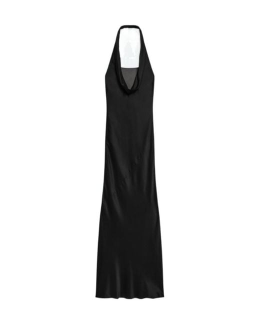 Helmut Lang Black Silk Bias-Cut Cowl Neck Maxi Dress