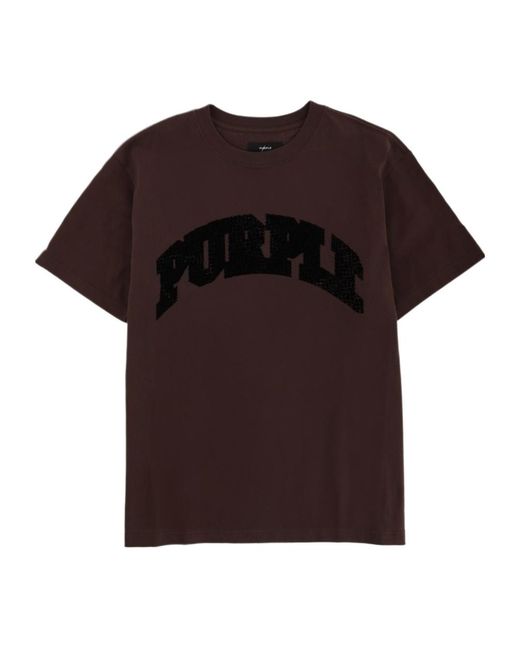 Purple Brand Brown Logo Embellished T-Shirt for men