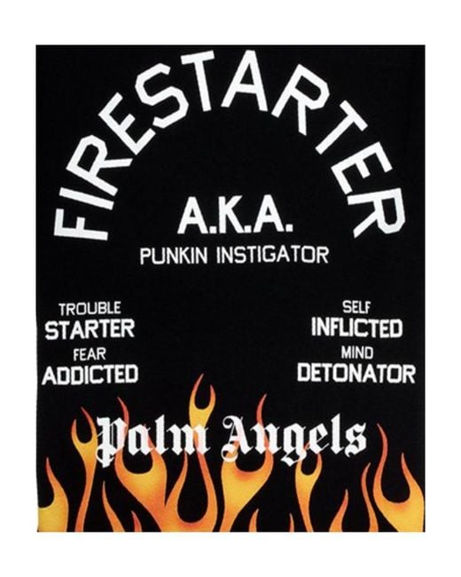 Palm Angels Black Flame T-Shirt for men