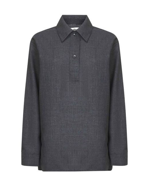 Studio Nicholson Gray Buttoned Long Sleeve Top
